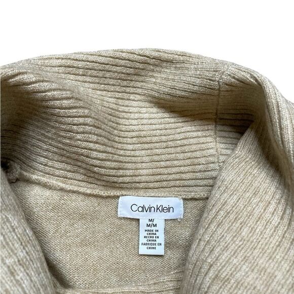 NWT CALVIN KLEIN Cowl Neck Sweater Heather Latte Size Medium - Picture 7 of 7